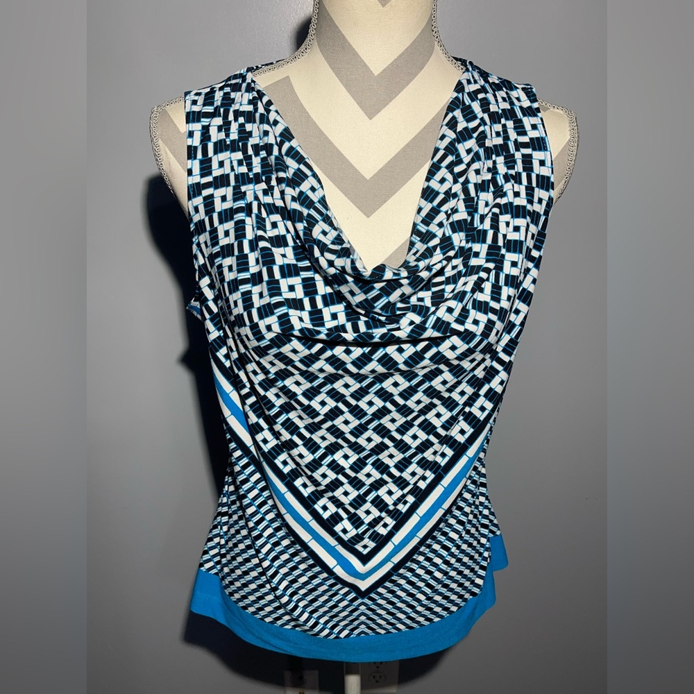 Calvin Klein Black and White Geometric Blouse